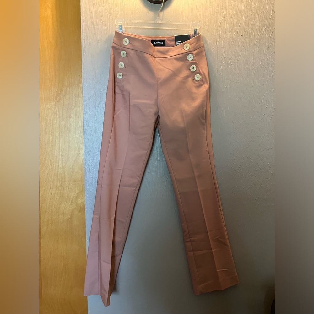 Express Columnist Blue Boot Mid Rise Pants Button Front Sailor 0S NWT